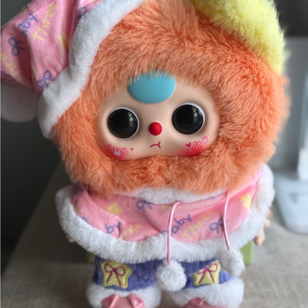 Cute Plush Toy with Pink and Orange Outfit